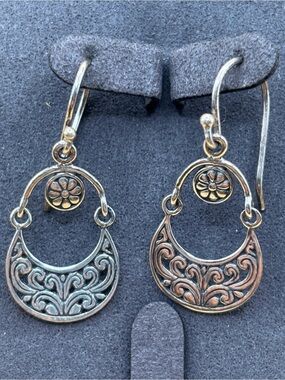 Annika Witt Sterling Silver Filigree Floral Feather Dangle Earrings - Silver